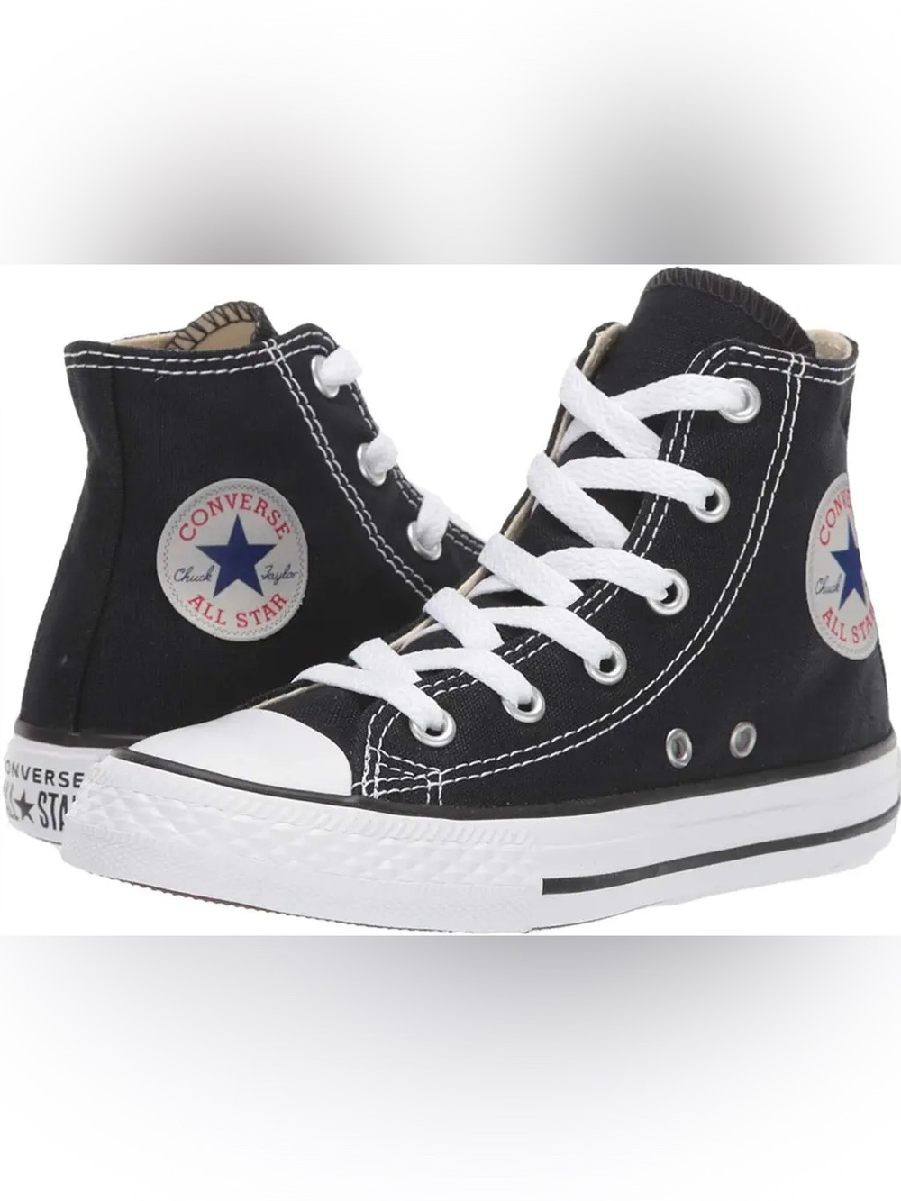 Converse Chuck Taylor All Star Kids High Top Sneakers in Black and White Sz 2.5